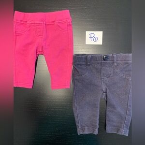 $3.00 💝—Stylish Baby Bottoms Set - Pink and Jean (0-3m)